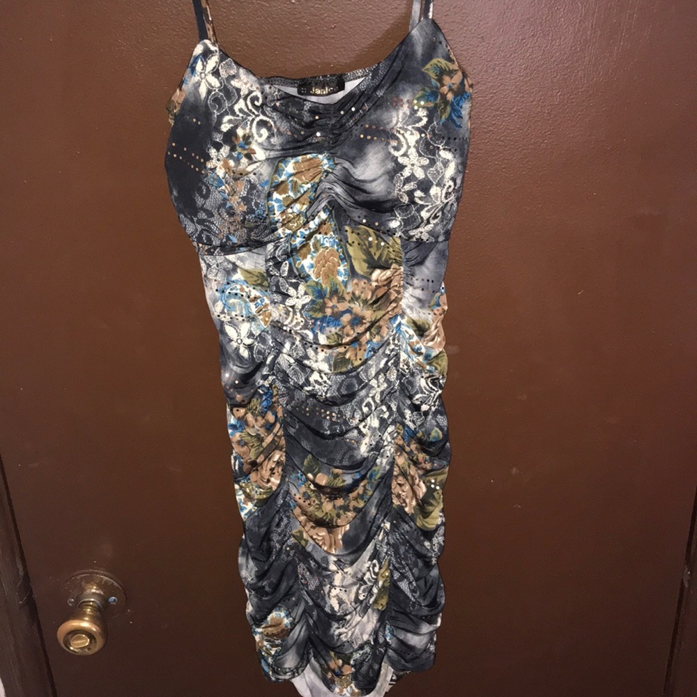 Brown Floral Party Dress